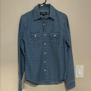 Classic Textured Blue Denim Shirt